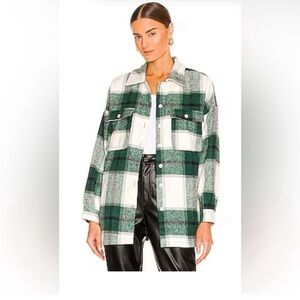 Lovers and Friends Kaianna Shacket Green and White Plaid size S